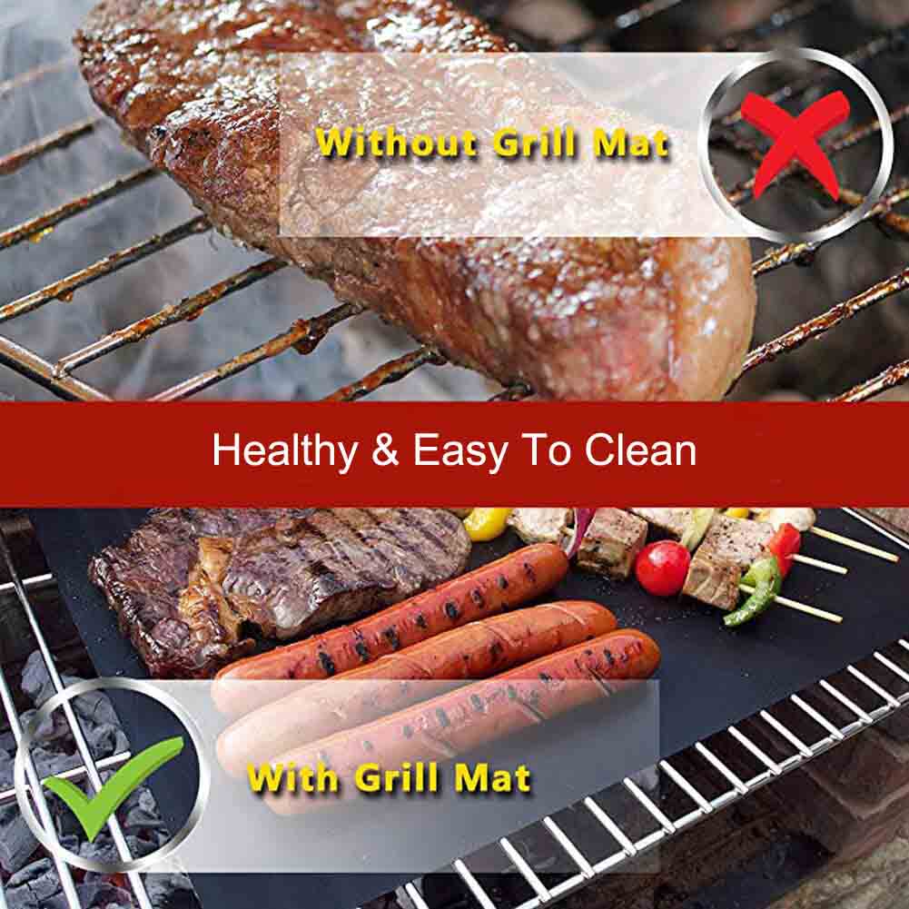 Kindlyperson Grill Mats for Outdoor Grill Heat Resistant Grill Barbecue Mat 1PC Nonstick BBQ Grill Mat Reusable Washable Grill Sheet for Electric Oven Grill Barbecue 