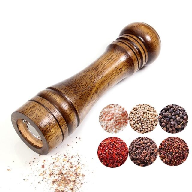 Salt and Pepper Mills, Solid Wood Pepper Mill with Strong Adjustable Ceramic Grinder  5" 8" 10" - Kitchen Tools by Leeseph