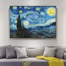 Van Gogh Starry Night Canvas Paintings on The Wall Art Posters and Prints Famous Art Impressionist Pictures for Living Room Wall